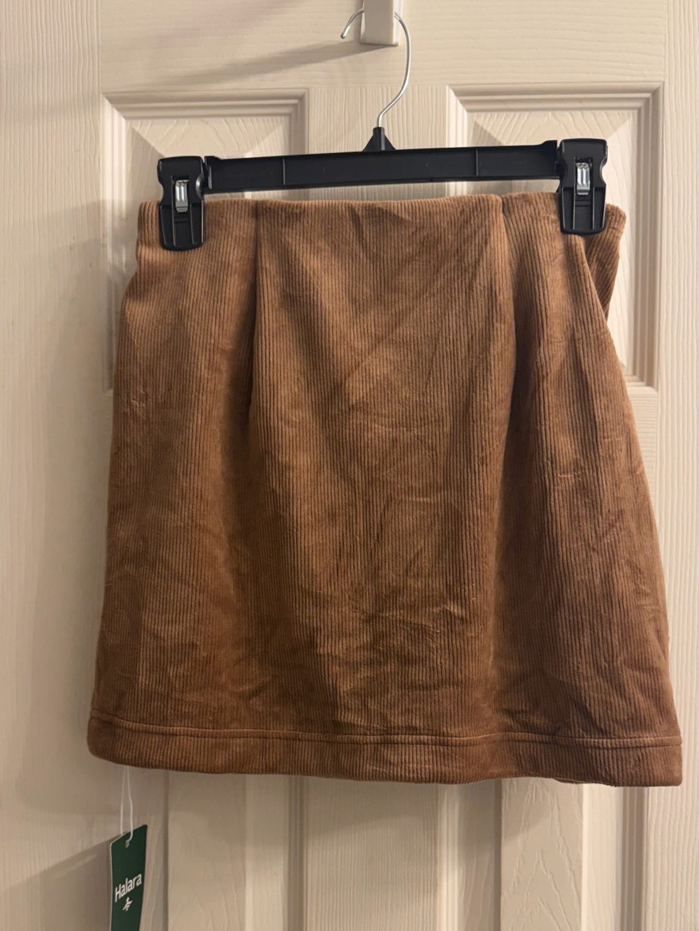 HALARA Corduroy A-Line Mini Skirt in Brown